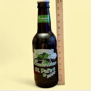 Budweiser St. Pat's 2000 Bottle with Green and White Label collectible